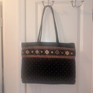 Indian-Design  Embroidered Black Tote Bag